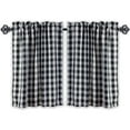 thumbnail image 1 of Aiking Home Tiers Small Window Treatment Curtain - 2-Panels Picnic Checkered Pattern Kitchen Curtain Tiers with 2.5-inch Rod Pocket, Polyester (28x30 inch, Black/White), 1 of 3