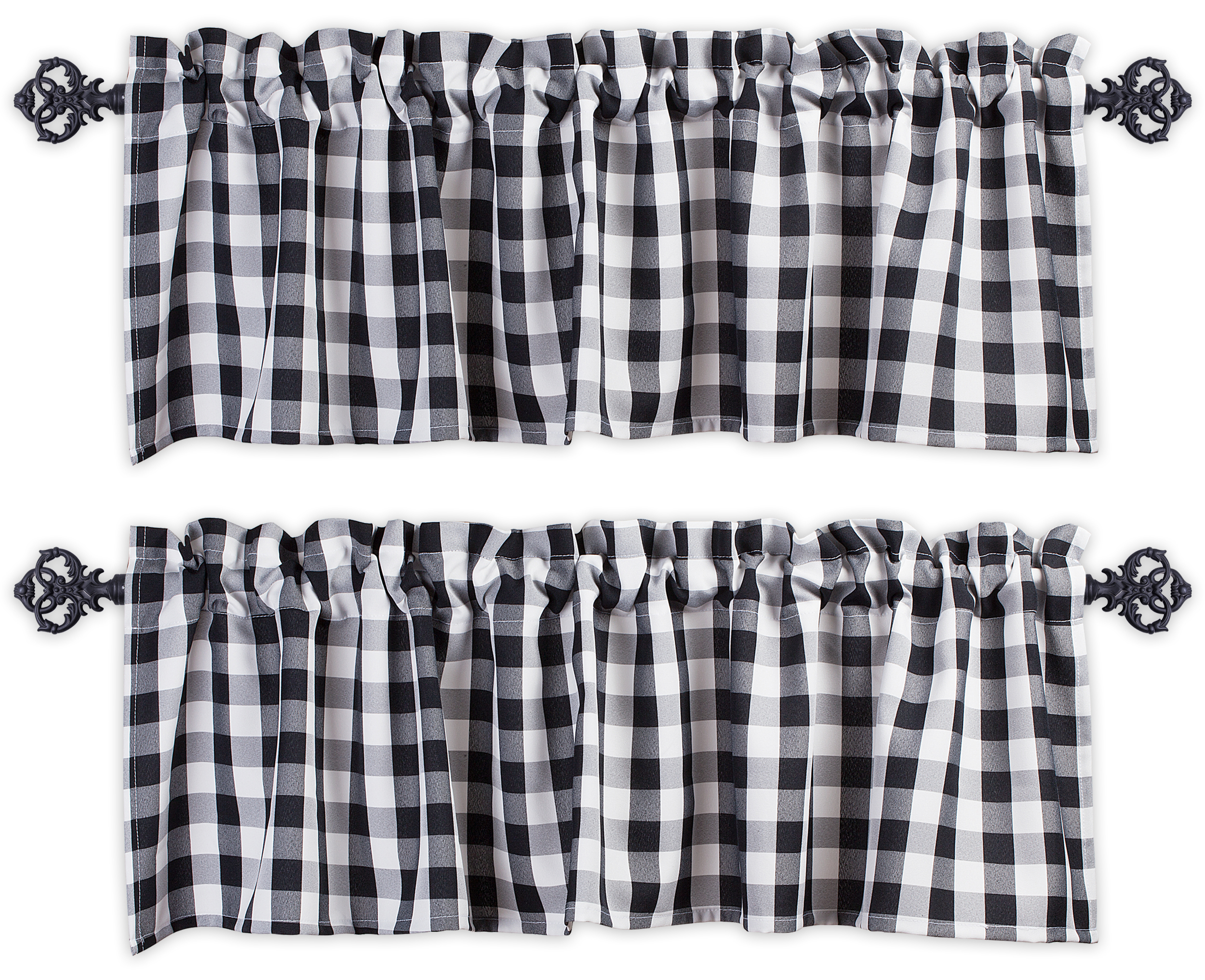 Aiking Home Window Valances - 2-Panels Picnic Checkered Pattern Kitchen ...