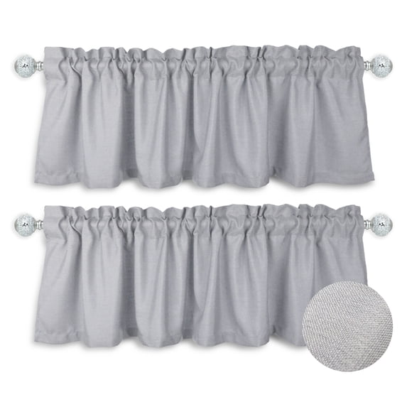 Aiking Home Window Valances - 2-Panels Polyester Solid Kitchen Valances with 2.5" Rod Pocket for Small Windows (56"x16" Each Panel, Grey)