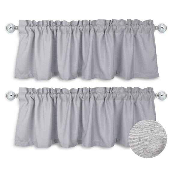 Aiking Home Window Valances - 2-Panels Polyester Solid Kitchen Valances with 2.5" Rod Pocket for Small Windows (56"x16" Each Panel, Grey)