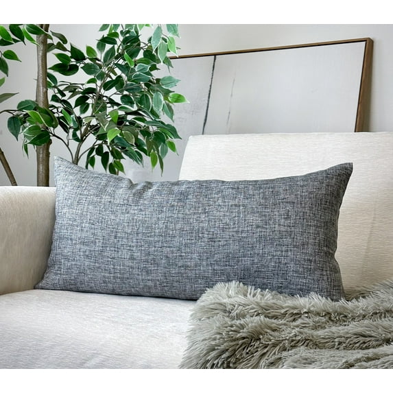 Aiking Home Woven Fine Faux Linen Throw Pillow Cover, size 12"x24", Charcoal