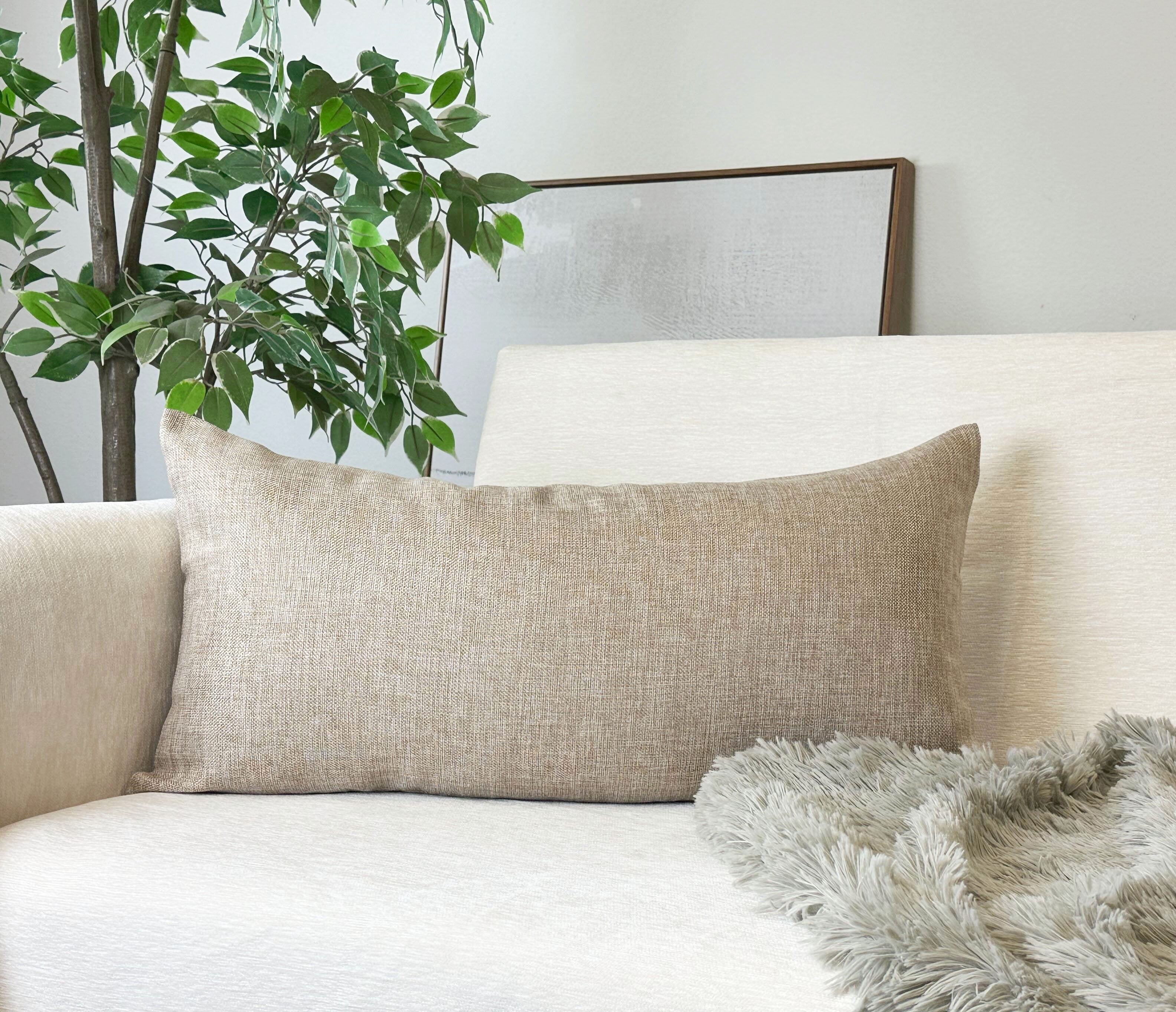 Aiking Home Woven Fine Faux Linen Throw Pillow Cover size 12 x24