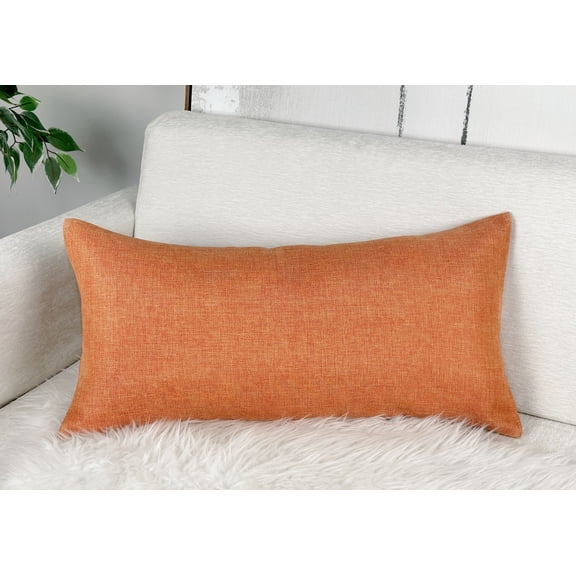 Aiking Home Woven Fine Faux Linen Throw Pillow Cover, size 14"x26", Orange