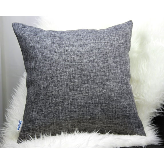 Aiking Home Woven Fine Faux Linen Throw Pillow Cover, size 18"x18", Charcoal