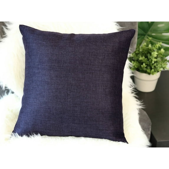 Aiking Home Woven Fine Faux Linen Throw Pillow Cover, size 24"x24", Navy