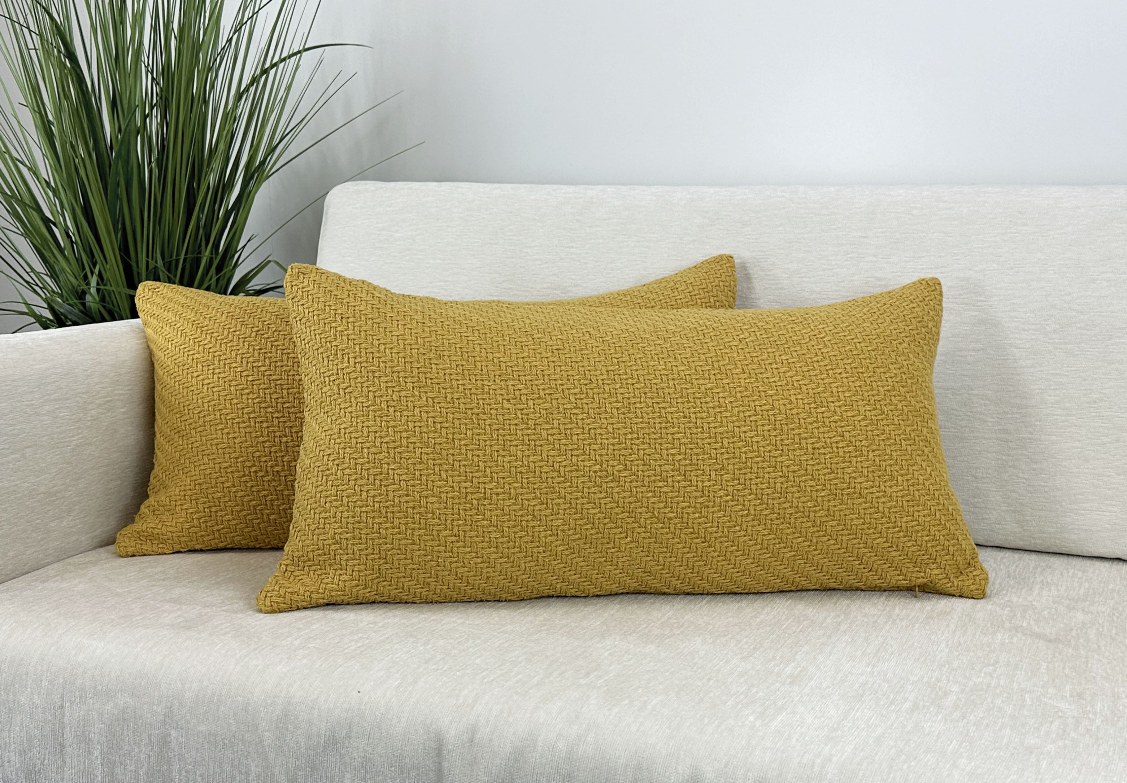 Gold Rectangular Knitted Polyester Pillow Cover 14" x 26"