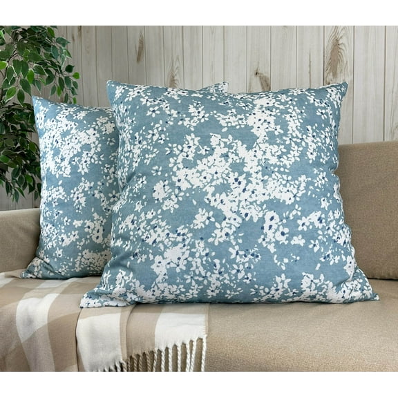 Aiking Home Blooms Aqua Polyester Euro Shams - Machine Washable (2 Count)