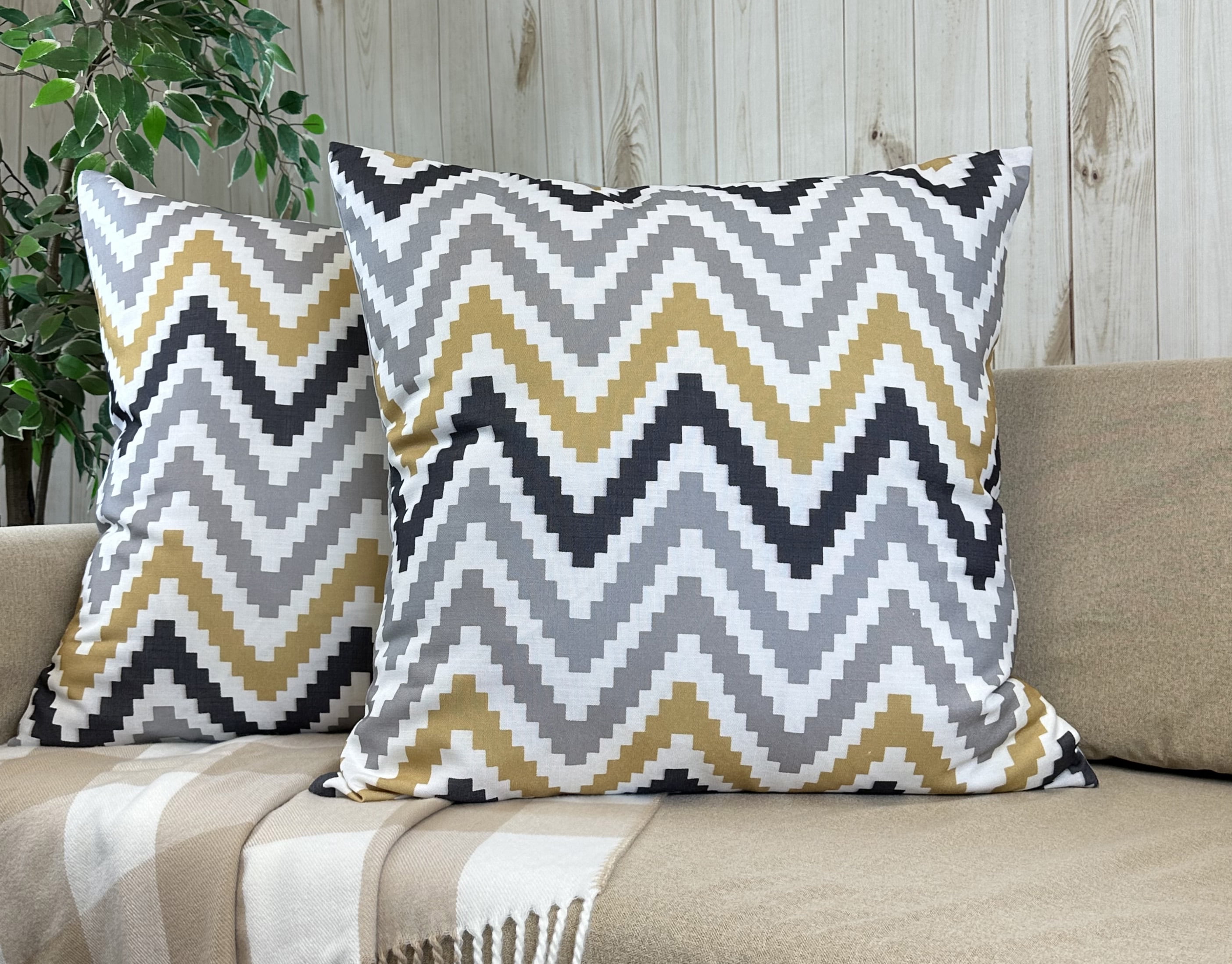 Chevron Print Polyester Euro Shams, 26 x 26 Inch, Set of 2