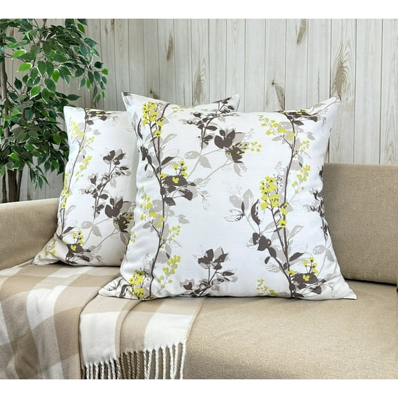 Aiking Home Collection Floral Ivory Polyester Decorative Euro Shams, 26" x 26" (2 Count)