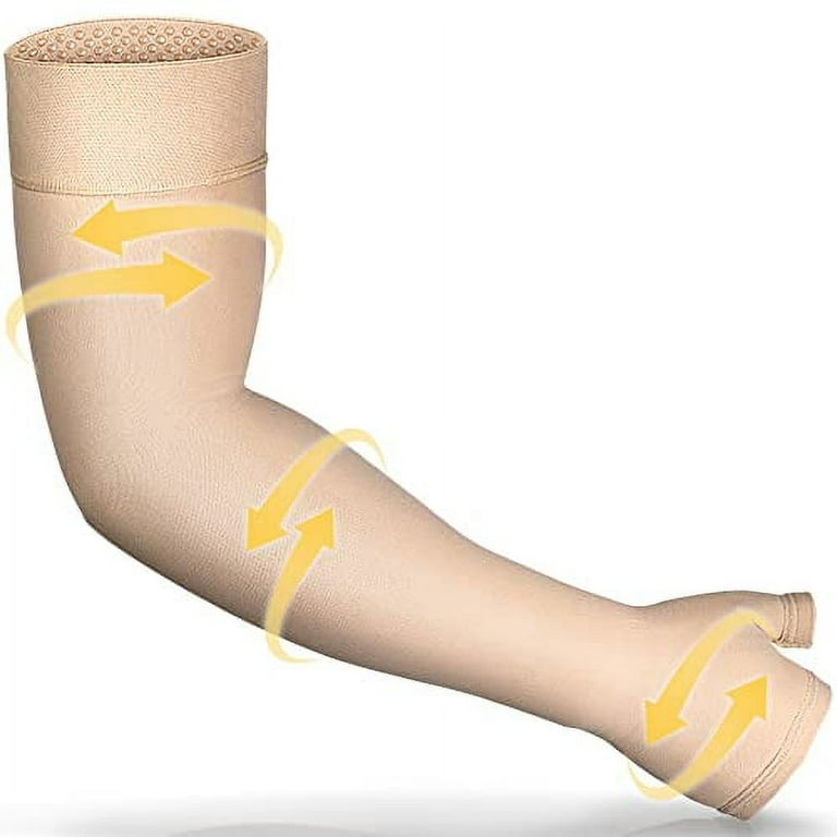 Ailaka Lymphedema Compression Arm Sleeveï¼ˆSingleï¼‰ with Gauntlet for Men  Women - 20-30 mmHg Medical Compression Arm Sleeve Full Arm Support Brace  For Pain Relief, Swelling, Edema, Post Surger 