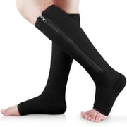 Ailaka Open-Toe Zipper Compression Socks - Breathable Knee-High Support Socks for Men & Women, Easy On/Off Design