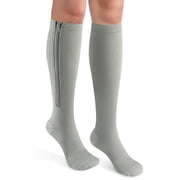 Ailaka Zipper Compression Socks (15-20 mmHg) for Women & Men - Closed Toe Knee High Support Socks with Easy On/Off Zipper, 1 Pair
