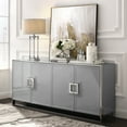 thumbnail image 1 of Ailani Light Grey Sideboard/Buffet - 4 Doors, Polished Chrome Handle and Leg Tip, 2 Adjustable Shelves, 1 of 10