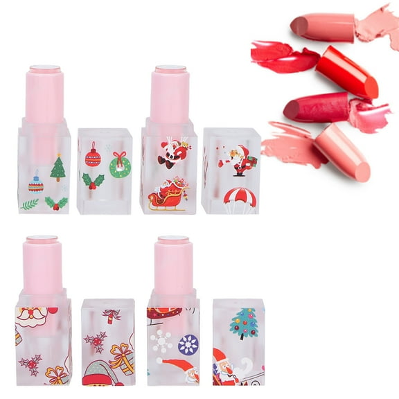 Ailao DIY Lipstick Containers,Lip Balm Container,4pcs Christmas Style DIY Lip Balm Container Tube Empty Cosmetic Lipstick Tube Containers