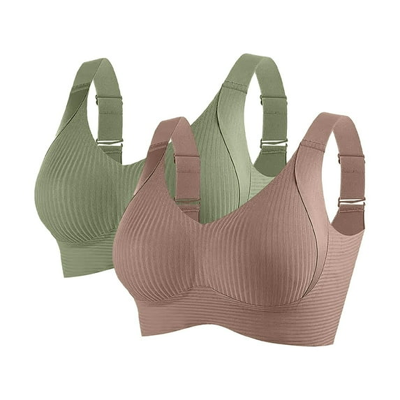 Ailaofu 2 Pack Seamless Wirefree Sports Bra for Women Adjustable Comfortable Supportive Push Up Full Coverage V Neck Yoga Bras