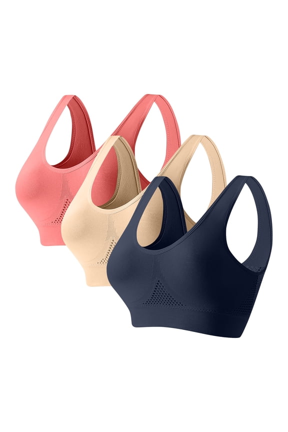3 Pack Womens Sports Bras,Wireless Comfortable Seamless Sleep Yoga Sports Bras for Women
