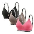 thumbnail image 1 of Ailaofu 3PC Sports Bras for Women V Neck Push Up Bra Letter Printed Spaghetti Strap Stretch Comfy Everyday Bralettes, 1 of 2