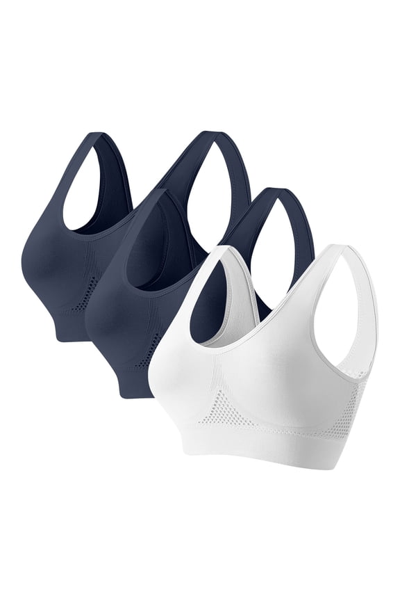 3pc Breathable Anti-Sagging Breasts Sports Bras for Women Cooling Comfort Wireless Bra Breathable Lift Up Air Bra