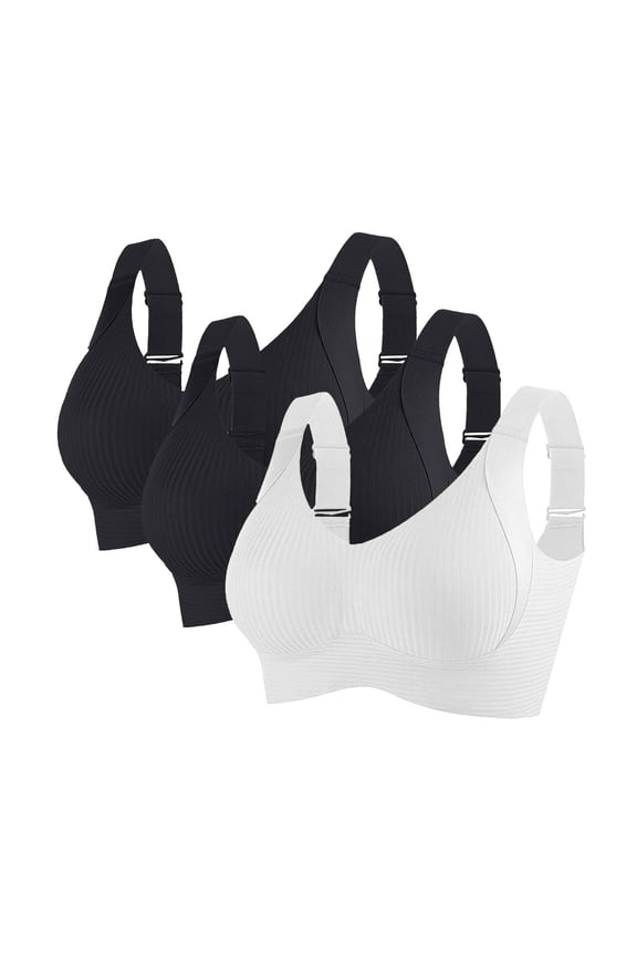 3pcs Breathable Cool Liftup Air Bra,Padded Sports Bra for Women,Womens Underwear Breathable Large Size Snug Bras No Steel Ring