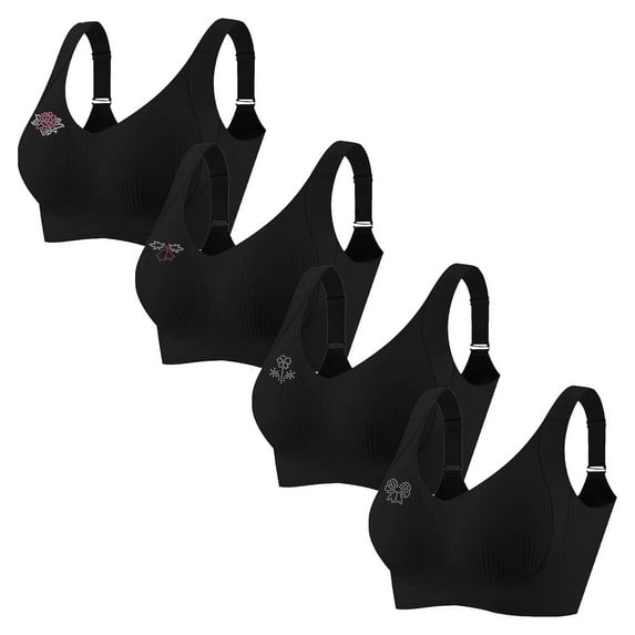 Ailaofu 4pc Seamless Bras for Women Lifting Push Up Breathable Supportive Bra Plus Size Everyday Full Coverage Bralettes
