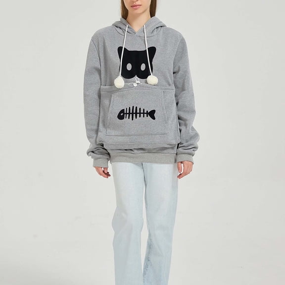 Ailaofu Cat Pouch Hoodies Long Sleeve Puppy Kitten Pocket Pet Holder Carrier Hooded Unisex Summer Carrier Sweatshirts Tops