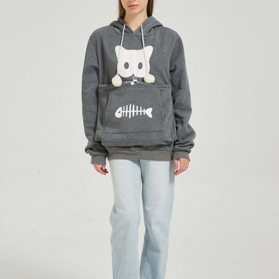 Ailaofu Cat Pouch Hoodies Long Sleeve Puppy Kitten Pocket Pet Holder Carrier Hooded Unisex Summer Carrier Sweatshirts Tops