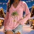 thumbnail image 1 of Ailaofu Christmas Palm Tree Shirt for Women Hawaiian Beach Tropical Christmas Palm Tree Shirts Xmas Holiday Long Sleeve T Shirt, 1 of 6