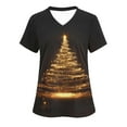 thumbnail image 1 of Ailaofu Christmas Scrubs for Women Tops Plus Size Stretch Short Sleeve Nursing Scrub Shirts Cute Printed Holiday Uniform, 1 of 5