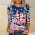 thumbnail image 1 of Ailaofu Christmas Shirts for Women 3/4 Sleeve Plus Size Crewneck Loose Fit Cute Holiday Christmas Print Tops for Women 2025, 1 of 5