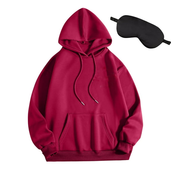 Ailaofu Comfrt-airplane mode travel hoodie Soft Plain Hoodies with Eye Mask Built in Trendy Comfy Fall Clothes