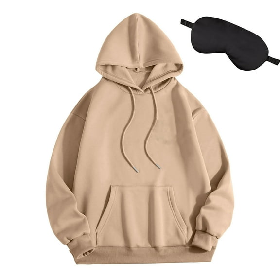 Ailaofu Comfrt-airplane mode travel hoodie Soft Plain Hoodies with Eye Mask Built in Trendy Comfy Fall Clothes