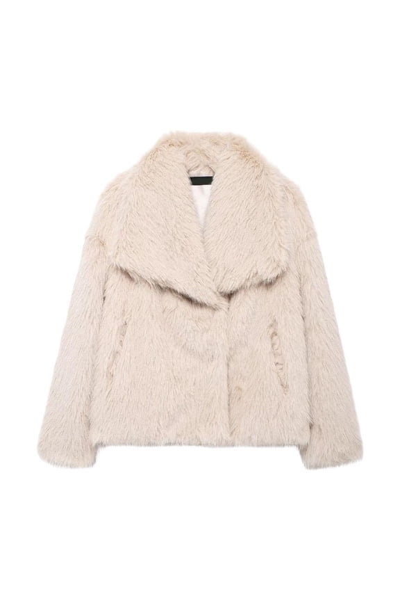 Cozy Faux Fur Collared Bolero Shrug Jacket Coat