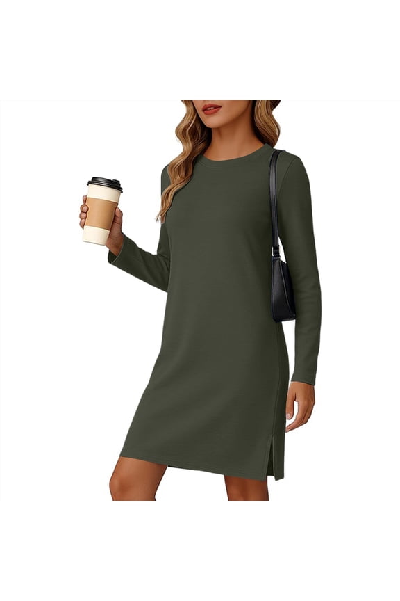Dresses for Women 2025 Casual Long Sleeve Dress Trendy Fall Spring Vacation Travel Airport Outfits