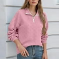 thumbnail image 1 of Ailaofu Fall Long Sleeve Tops for Women Quarter Zip Pullover Dressy Casual Textured Blouse Lapel Neck Shirt, 1 of 7