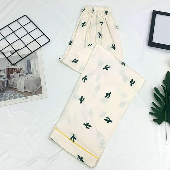 Ailaofu Floral Printed Pajama Pants for Women 2025 Soft Sleep Lounge Pants Loose Elastic Waist Comfy Pjs Bottom
