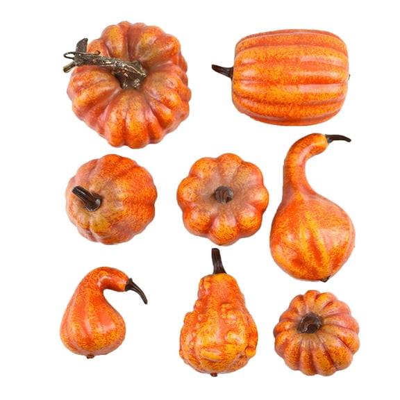 Ailaofu Halloween 8-Pack Small Artificial Cucurbit Mini Pumpkins Fall Crop for Home Garden Thanksgiving and Halloween Display