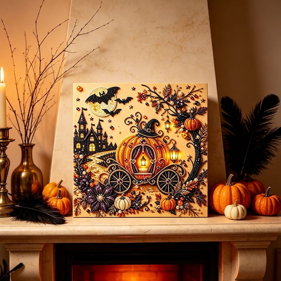 Ailaofu Halloween Diamond Art Kits for Adults Spooky Pattern Fall Home Wall Decor Craft Project and Holiday Activity
