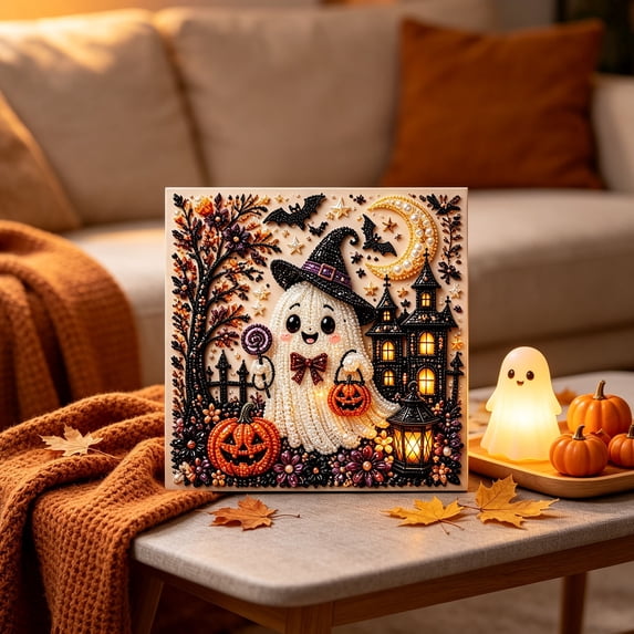 Ailaofu Halloween Diamond Art Kits for Adults Spooky Pattern Fall Home Wall Decor Craft Project and Holiday Activity