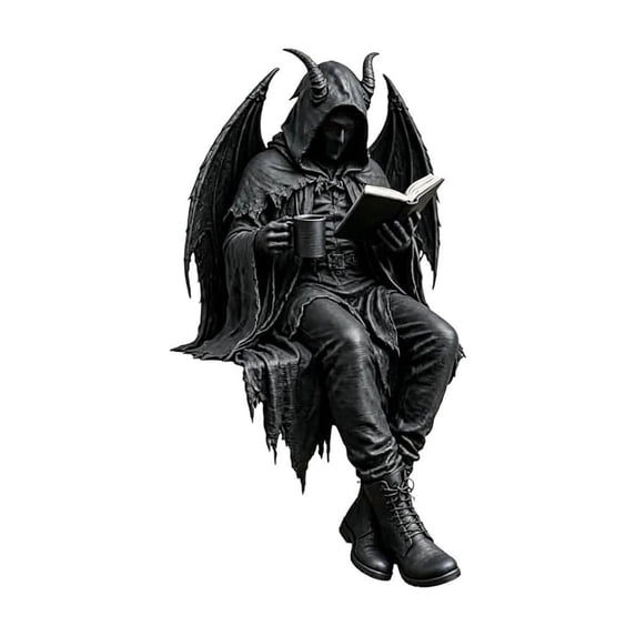 Ailaofu Halloween Gothic Dark Figure Hooded Reader Statue Mysterious Book Decor For Bookshelf Desk Mantel Display