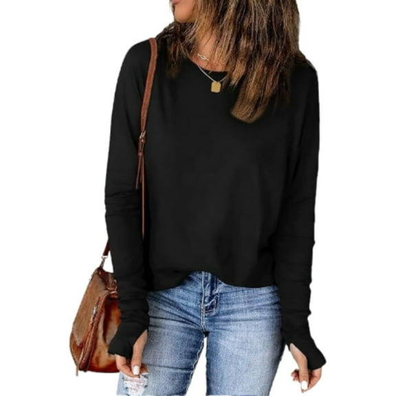 Ailaofu Long Sleeve Shirts for Women Tunic Tops Thumb Hole Oversized T Shirts Fall Outfits