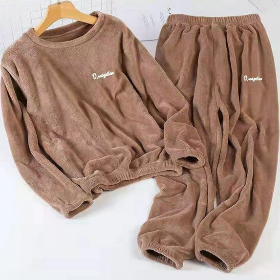 Ailaofu Pajama Set for Women Fluffy Winter Warm Pajamas Zip-Up Long Sleeve Women's Sleepwear