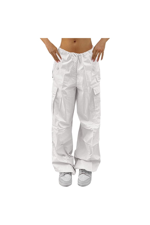 Parachute Pants for Women, Cargo Pants Women Baggy, Y2K Low Waist Wide Leg Baggy Relaxed Jogger Pants