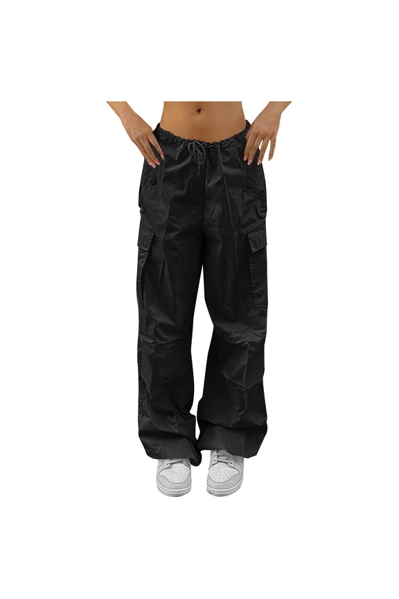 Parachute Pants for Women, Cargo Pants Women Baggy, Y2K Low Waist Wide Leg Baggy Relaxed Jogger Pants