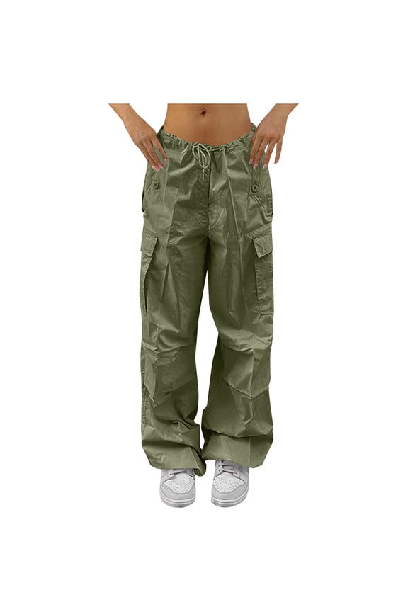 Parachute Pants for Women, Cargo Pants Women Baggy, Y2K Low Waist Wide Leg Baggy Relaxed Jogger Pants