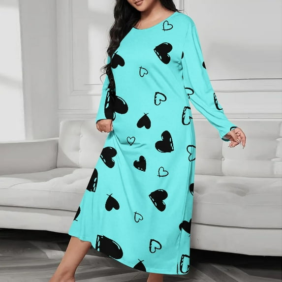 Ailaofu Plus Size Womens Night Gowns for Sleeping Long Sleeve Sleep Shirts Loose Comfy Pajama Dress Nightgown