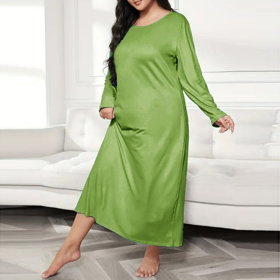 Ailaofu Plus Size Womens Night Gowns for Sleeping Long Sleeve Sleep Shirts Loose Comfy Pajama Dress Nightgown