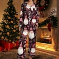 thumbnail image 1 of Ailaofu Satin Christmas Pajamas Set for Women Winter Cute Holiday Xmas Graphic Button Up Shirt+Pants 2 Piece Pjs Jammies, 1 of 5
