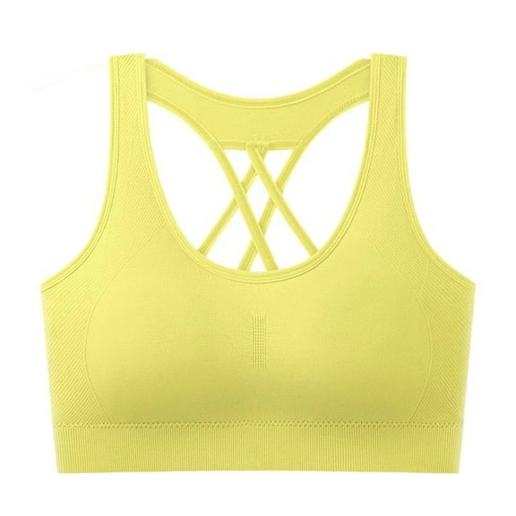 Ailaofu Sports Bra for Women Padded Medium Support Cross Strappy Bras Seamless High Impact Yoga Exercise Athletic Bras