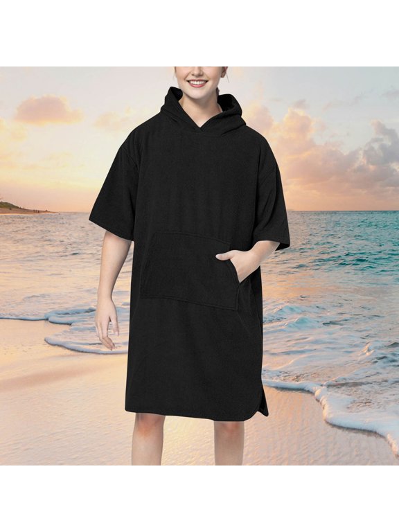 Surf Poncho Men & Women Towel Poncho Adult with Hood, Thick Quick Dry Changing Poncho Towel, Microfiber Wearable Cover Up for Surfing Beach Swim - Absorbent Changing Towel