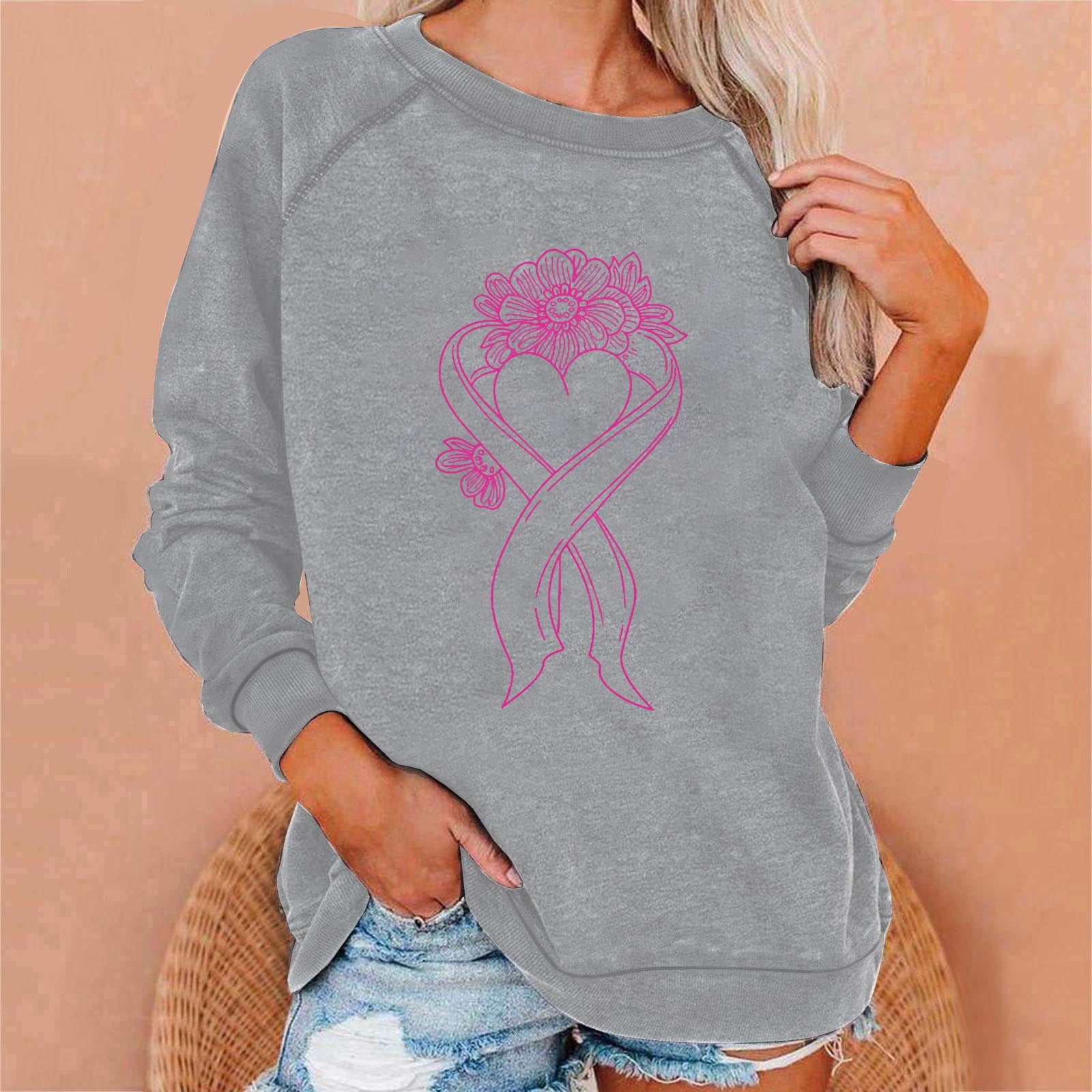 Ailaofu Survivor Sweatshirts for Women Breast Cancer Sweatshirt Cancer